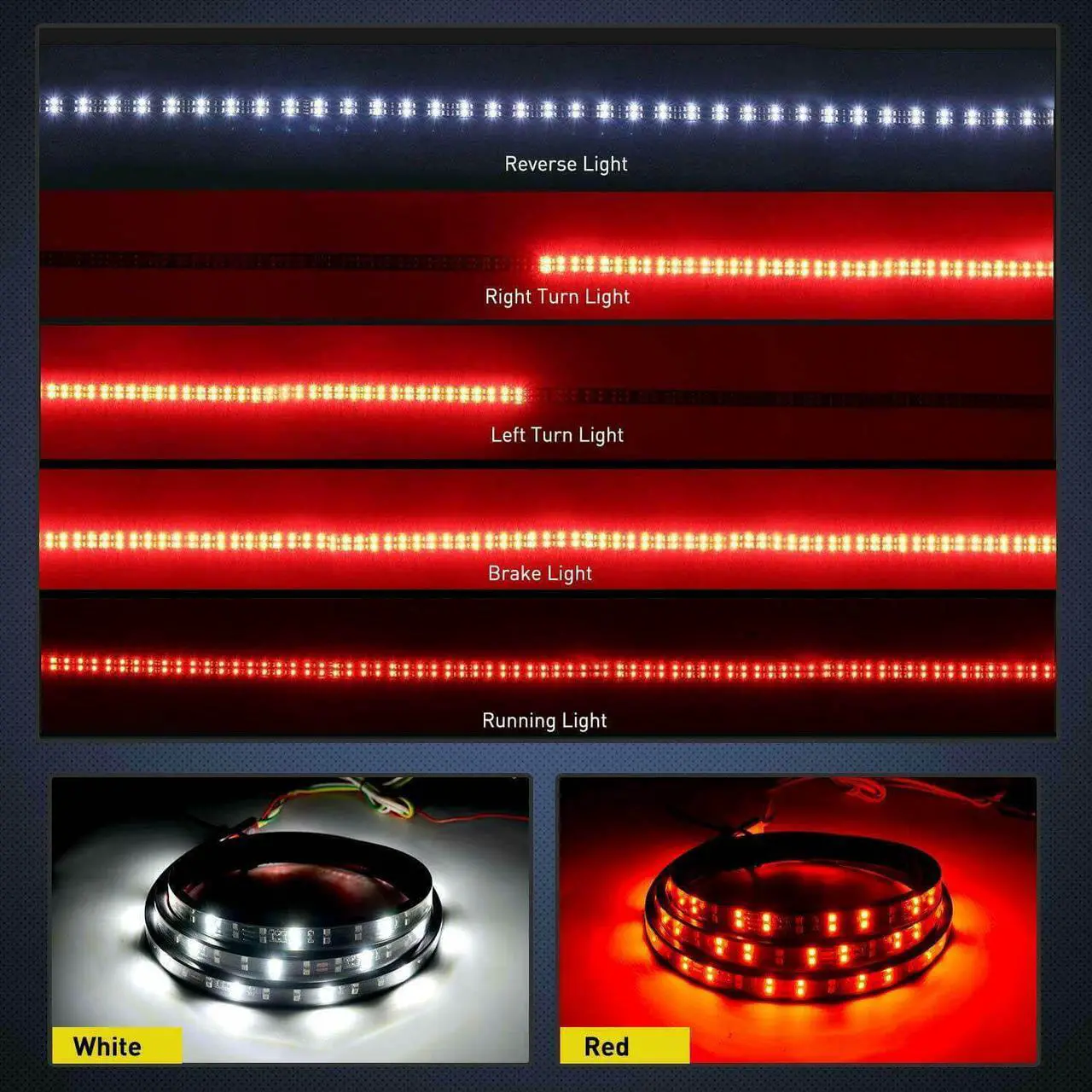 Alt view image 2 of 7 - 60 Inch LED Tailgate Light Bar for Trucks Brake/Running/Sequential Turn Signals/Reverse/Double Flashing Lights for Ford F-150 F-250 F-350 Super Duty