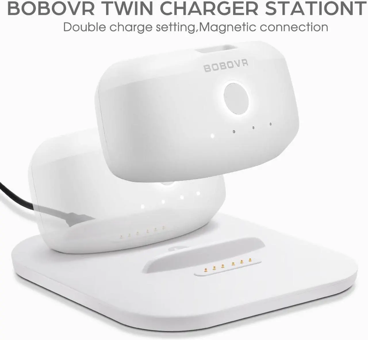 Alt view image 4 of 6 - BOBOVR Twin Charger Station/Dock for B2 Battery Pack,Ultra-Thin Design, Magnetically Supply Power to 2 B2 Battery Packs at The Same Time