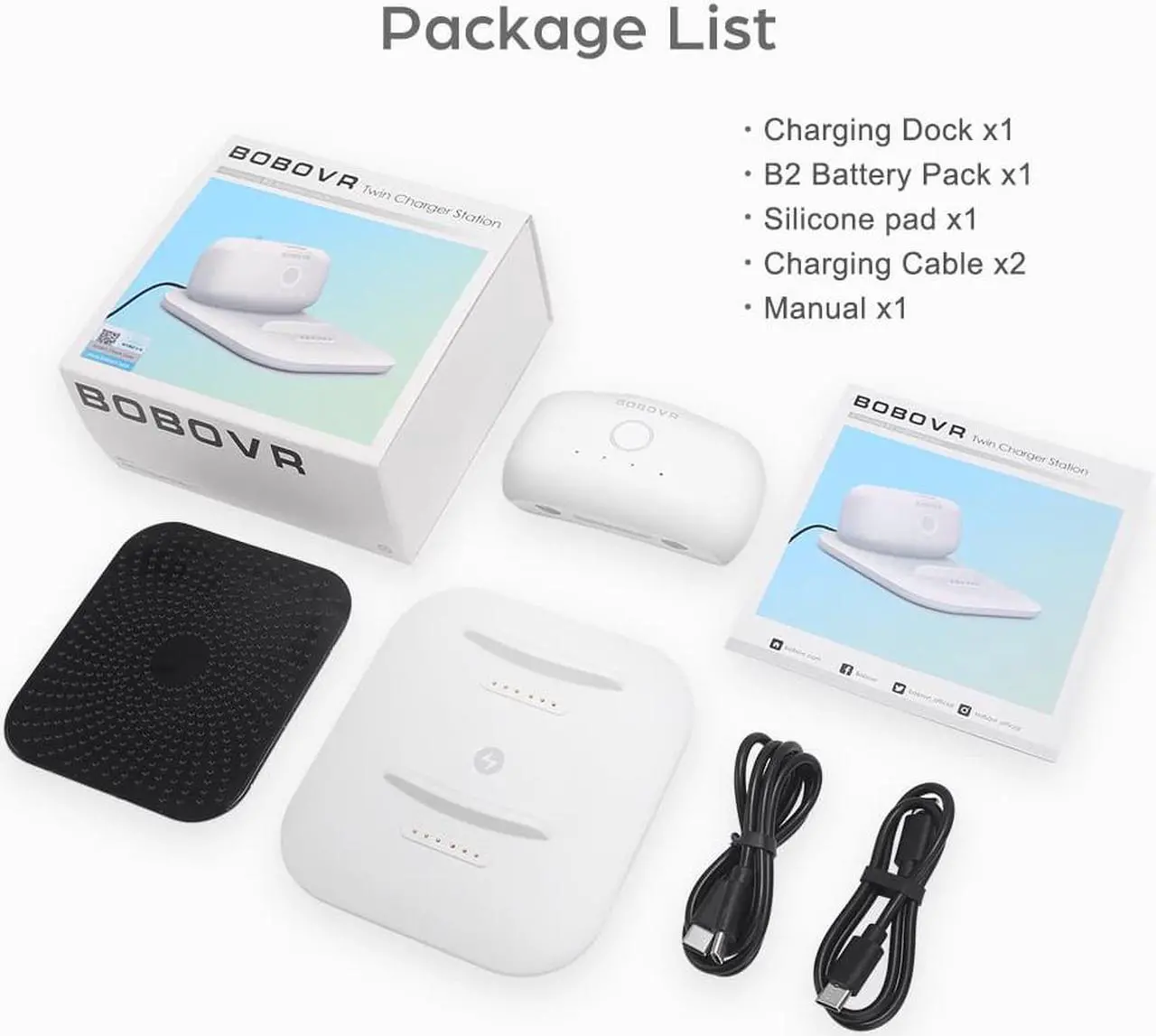 Alt view image 6 of 6 - BOBOVR Twin Charger Station/Dock for B2 Battery Pack,Ultra-Thin Design, Magnetically Supply Power to 2 B2 Battery Packs at The Same Time