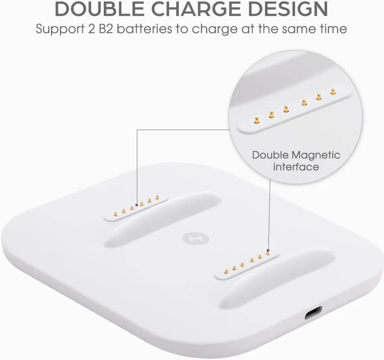Alt view image 3 of 6 - BOBOVR Twin Charger Station/Dock for B2 Battery Pack,Ultra-Thin Design, Magnetically Supply Power to 2 B2 Battery Packs at The Same Time