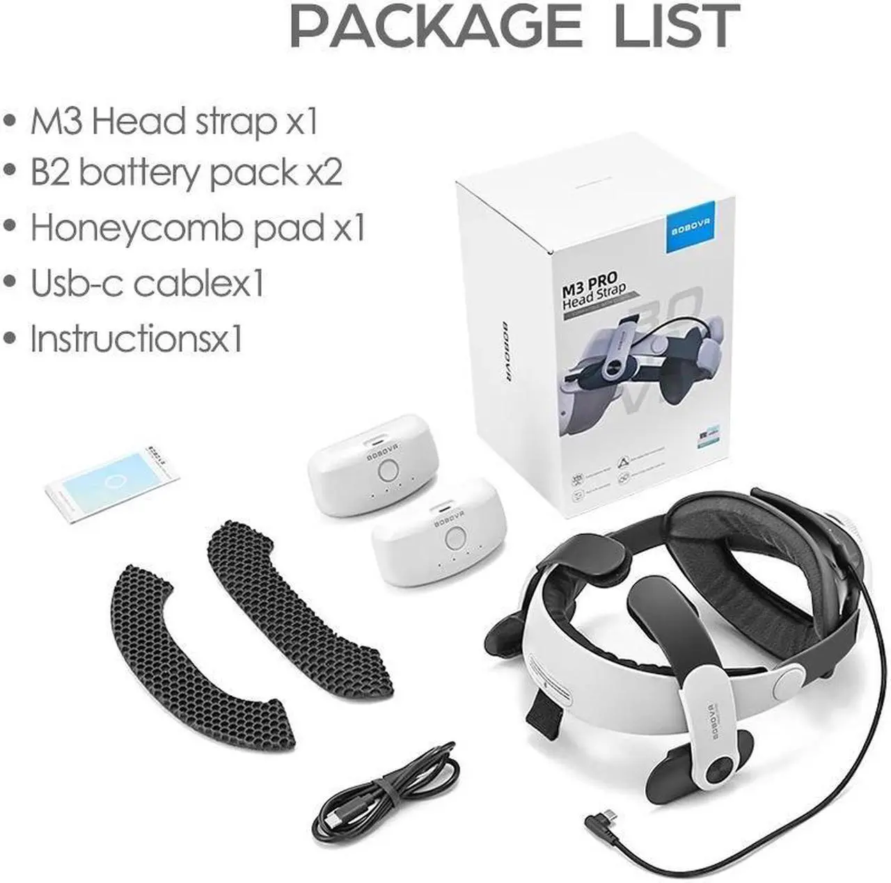 Alt view image 7 of 7 - BOBOVR M3 PRO Comfort Battery Head Strap Compatible with Meta Quest 3S / 3  Replacement of Elite Strap Enhanced Playtime and Support and Two 5200mAh Batteries