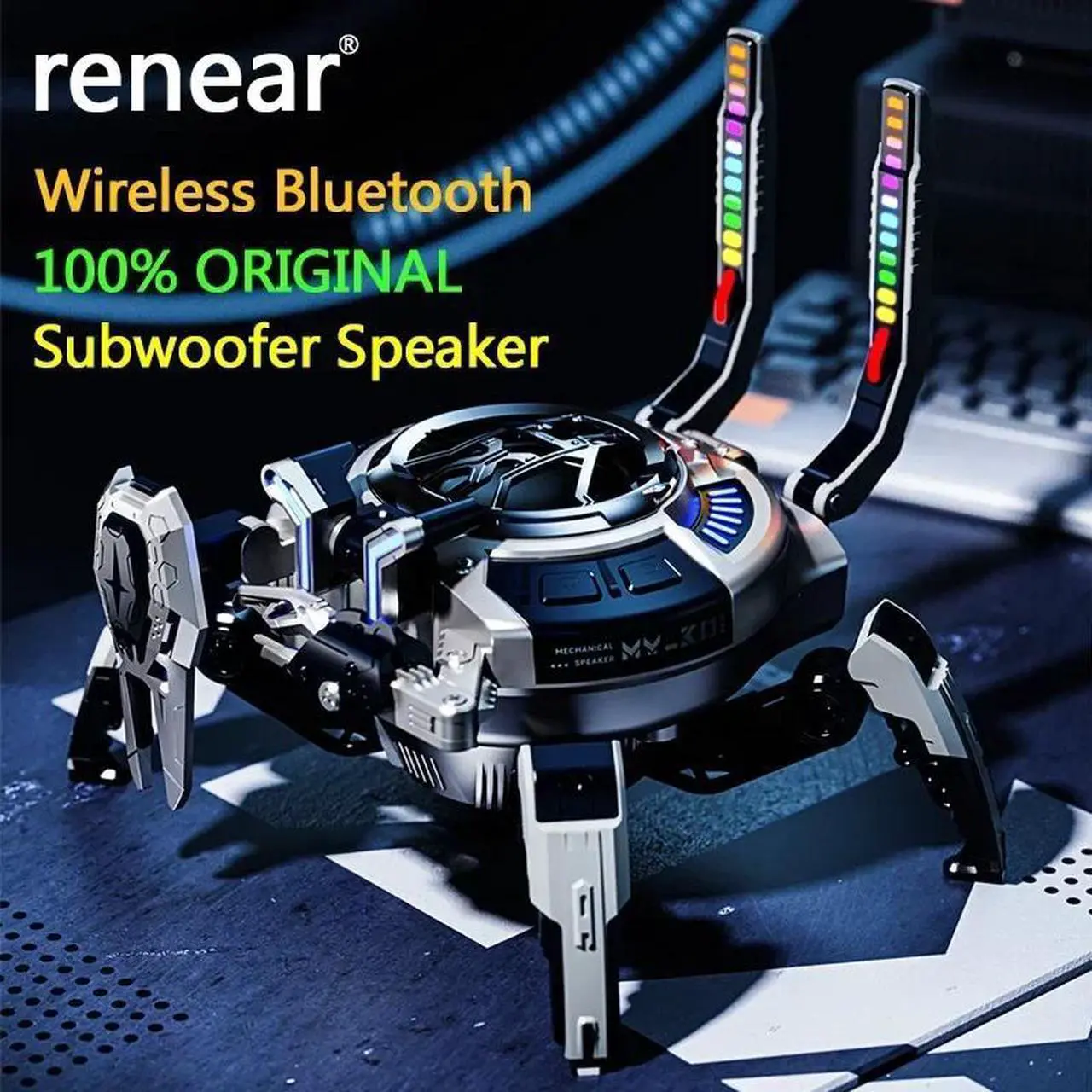 Alt view image 2 of 7 - Sovawin Wireless bluetooth speaker HIFI subwoofer sound mech creative gaming decoration Gold