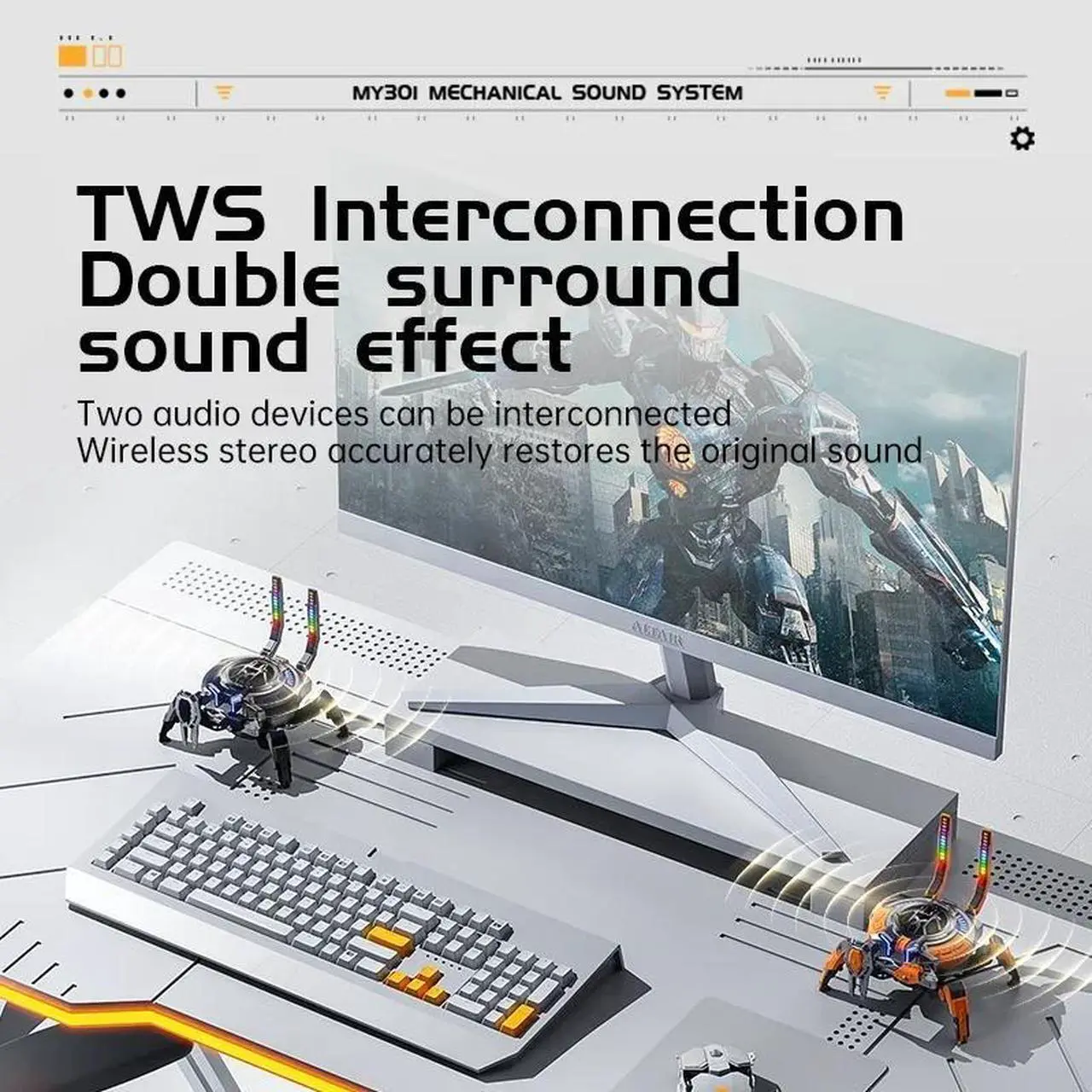 Alt view image 4 of 7 - Sovawin Wireless bluetooth speaker HIFI subwoofer sound mech creative gaming decoration Gold