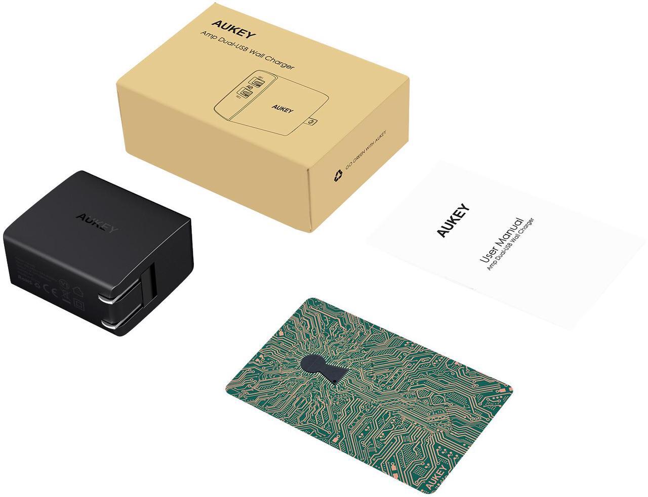 Alt view image 5 of 7 - AUKEY Wall Charger Ultra Compact Dual Port 4.8A Output Fast Charging Foldable Plug USB Charger PA-U42