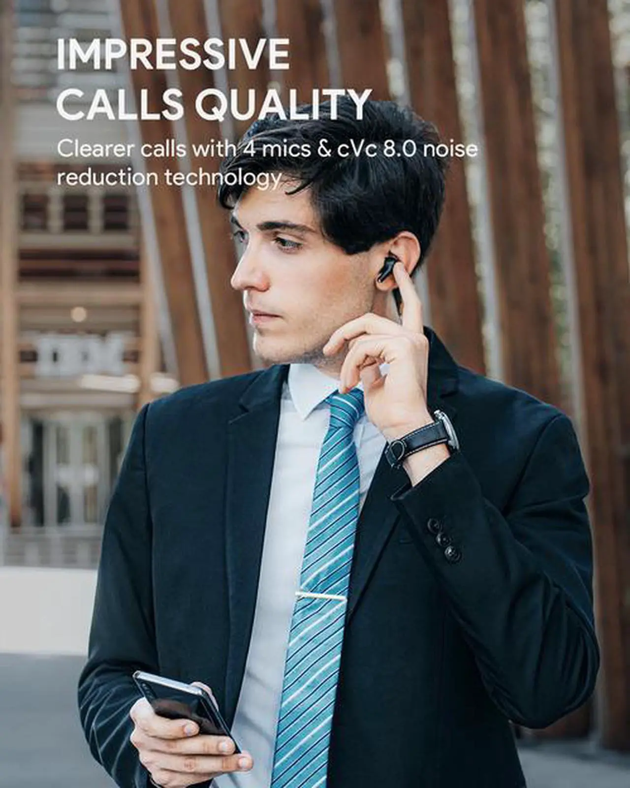 Alt view image 7 of 7 - AUKEY Black EP-T27 Wireless Earbuds with aptX Deep Bass, CVC 8.0 Noise Reduction Technology, Bluetooth 5.0, IPX7 Waterproof, USB Type C Quick Charging Case Earphones for iPhone and Android