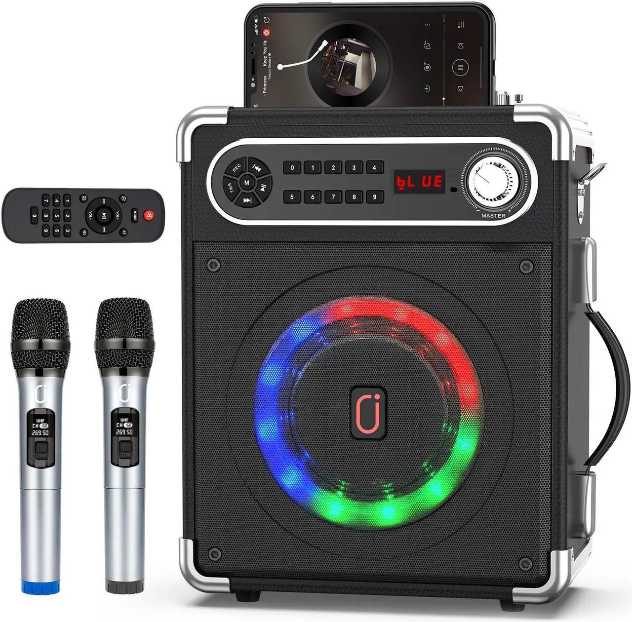 Main image of JYX-S55 Karaoke Machine, Bluetooth Speaker with 2 Wireless Karaoke Microphones, Home Karaoke System