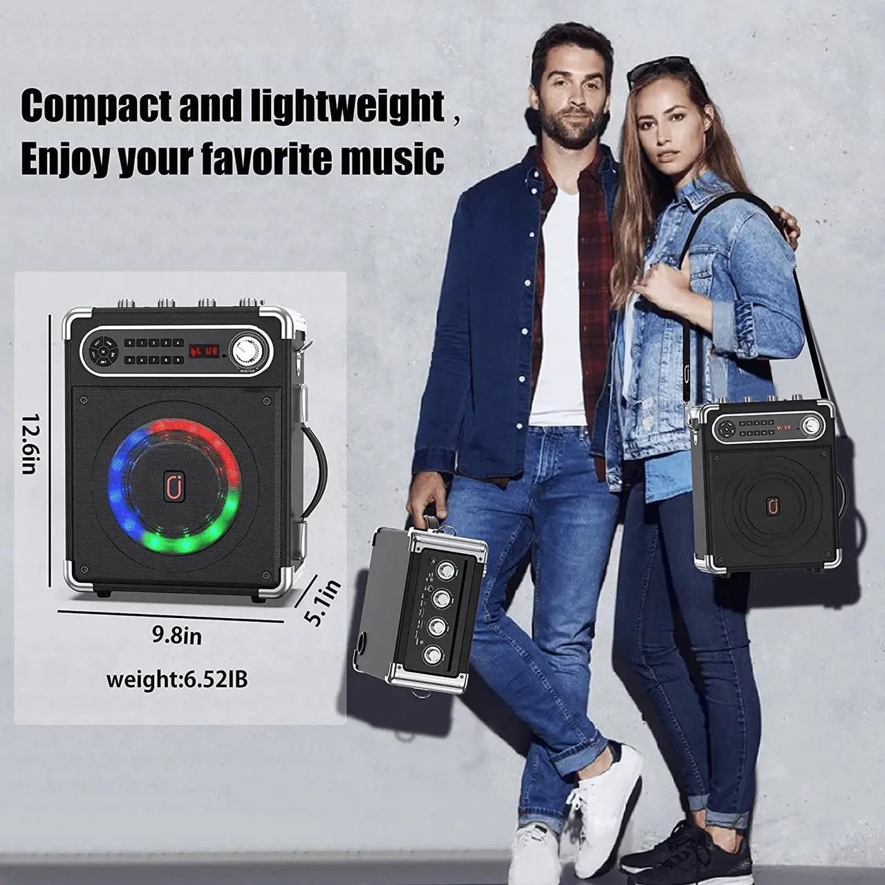 Alt view image 5 of 7 - JYX-S55 Karaoke Machine, Bluetooth Speaker with 2 Wireless Karaoke Microphones, Home Karaoke System