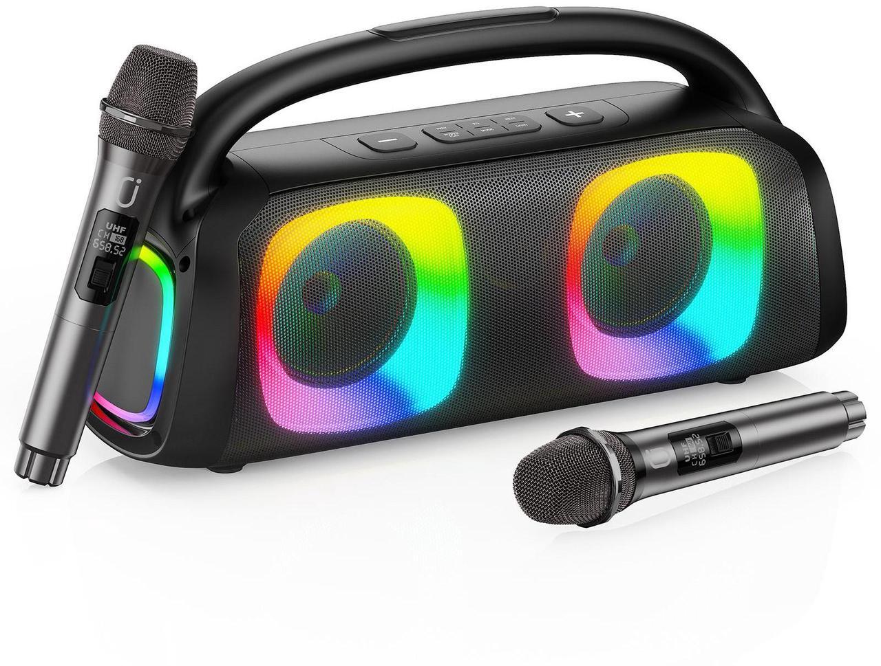 Main image of JYX Bluetooth Speaker, 60W Powerful Sound Party Speaker with RGB Light, 2 Wireless Microphone