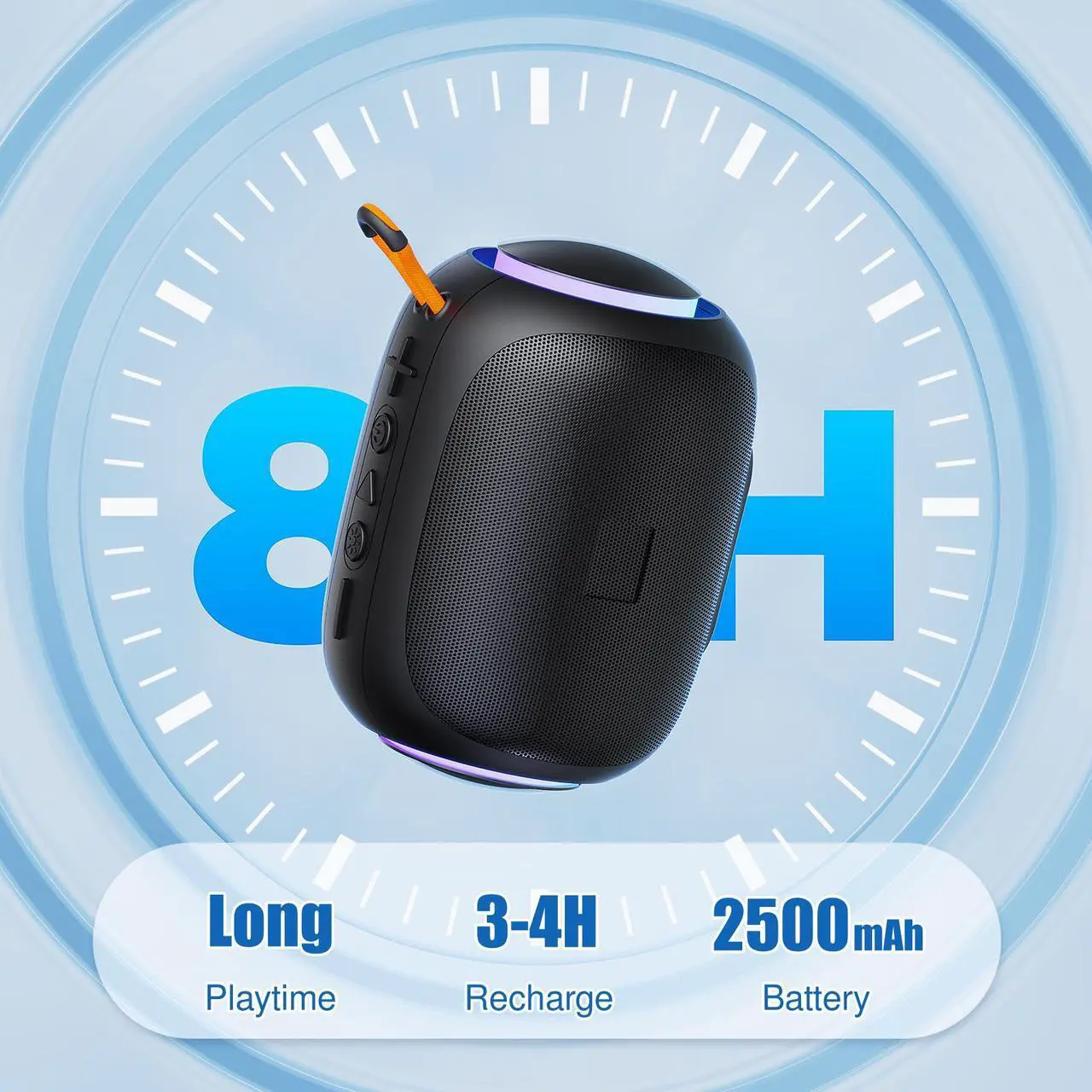 Alt view image 5 of 7 - JYX Portable Speaker, IPX7 Waterproof Mini Bluetooth Speaker with 8 Hours Playtime, Outdoor Speaker with LED Light, L5-Black