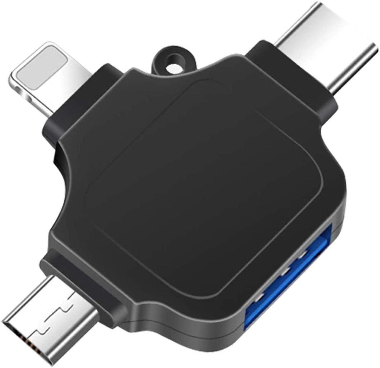 Main image of OTG Adapter, Compatible with Android/iPhone/iPad, Lightning/USB Type-C/Micro-USB to USB Camera Adapter for SD TF Card Reader, Keyboard, Mouse, U Disk, USB Flash Drive (Black)