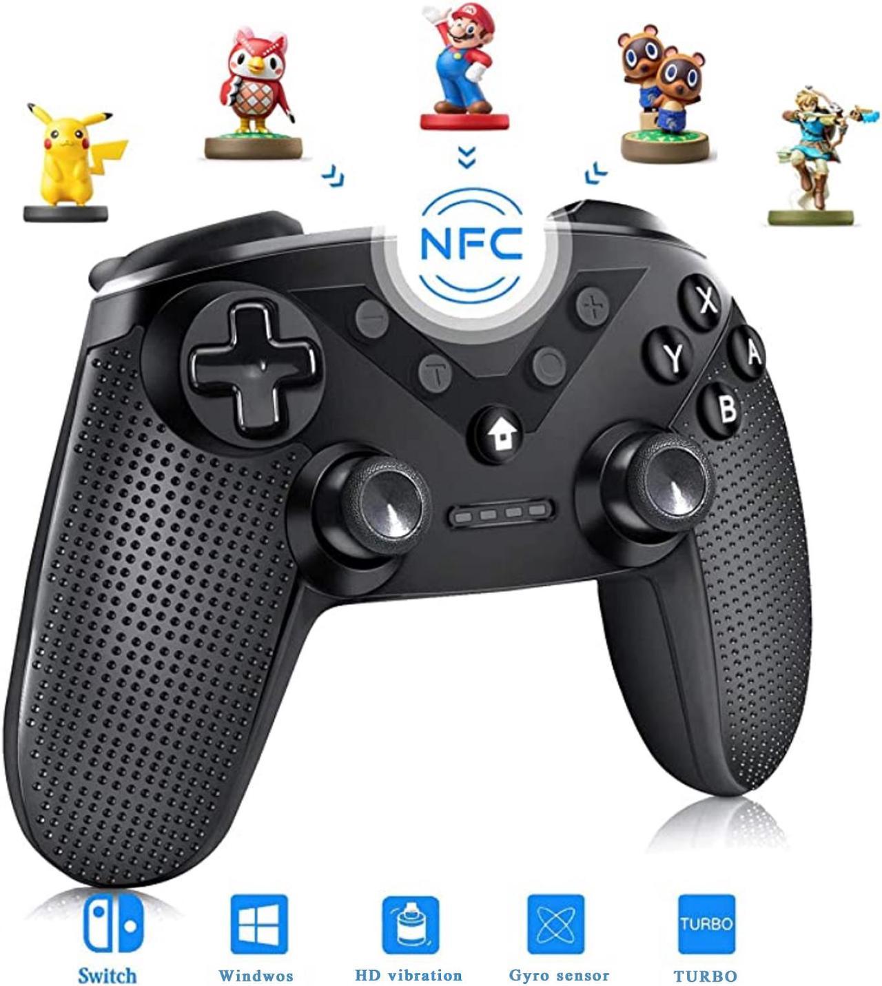 New Wireless Bluetooth Gamepad, Wireless Controller Remote Joystick for Nintendo Switch Console, PS3, PC, IOS13, Supports Gyroscope axis, Turbo and Dual Vibration(black)