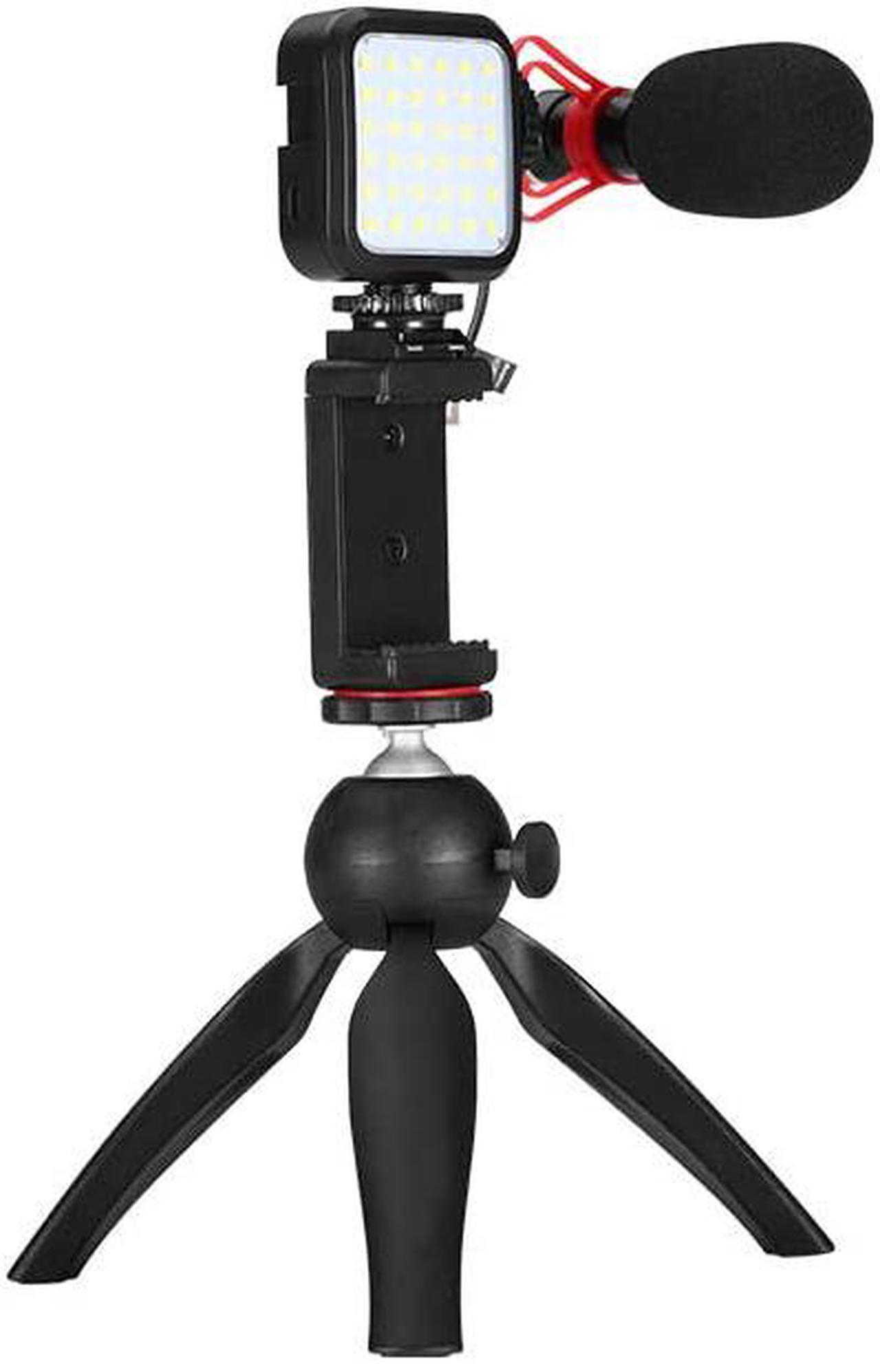 LAUGFIN Portable Live Set Tripod Fill Light Phone Stand Microphone Pocket Live kit for Vlog,Compatible with iPhone, Samsung, Huawei, Suitable for YouTube, TIK Tok, Movies, Vlogging