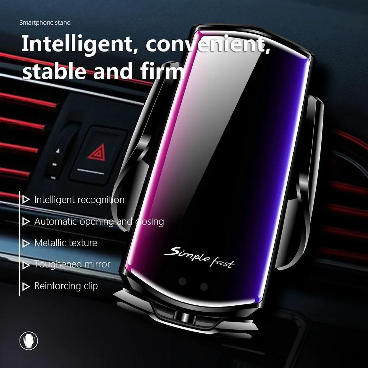 Alt view image 2 of 7 - Wireless Car Charger,10W Qi Safety Charging Auto-Clamping Car Phone Holder Mount Air Vent Phone Holder Compatible with iPhone 12/12Pro/SE/11/11Pro/XSMax/XS/XR/X/8,Samsung S10/S9/S8/Note10/Note9