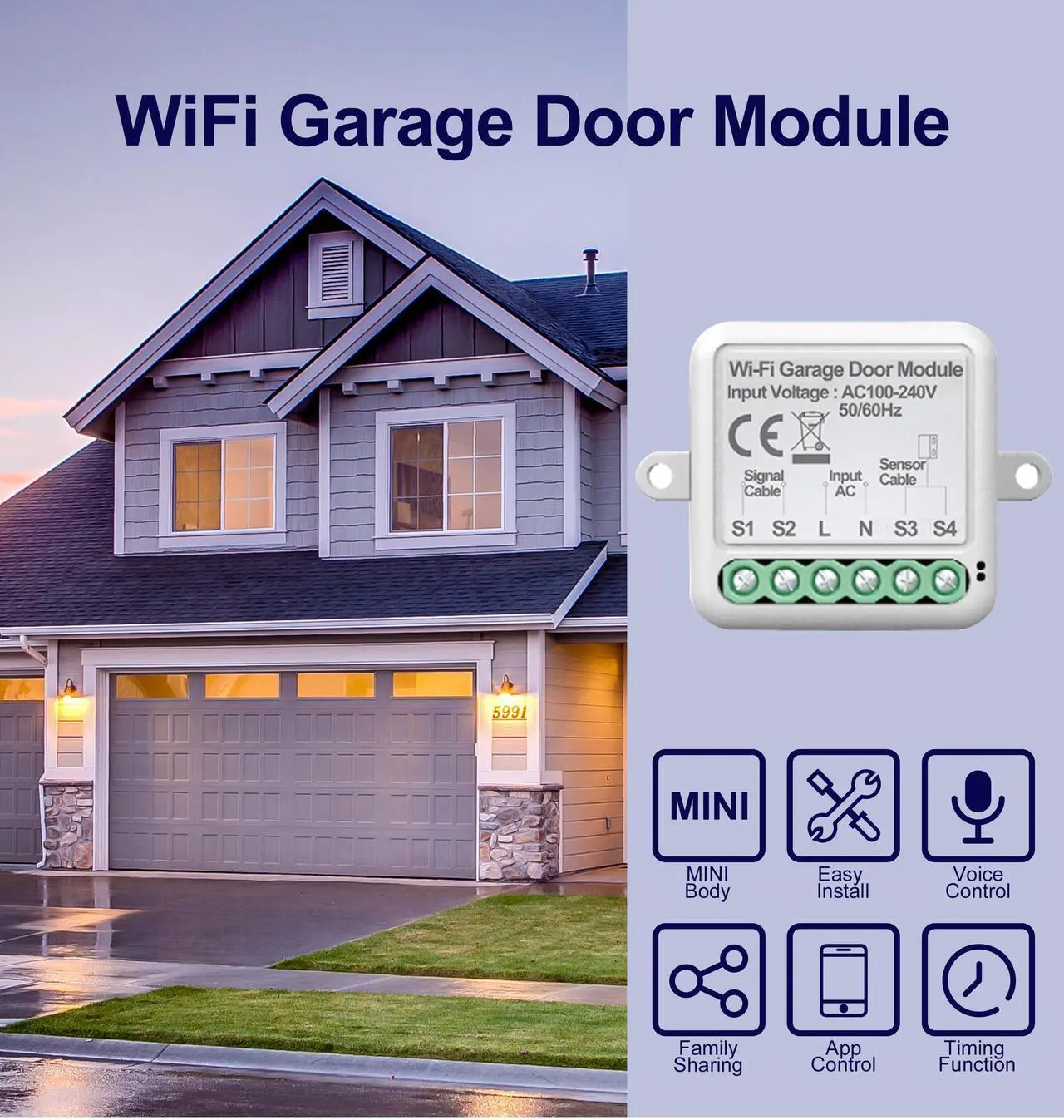 Alt view image 4 of 7 - Tuya WiFi Gate Opener Intelligent Garage Door Opener Controller Mobilephone Remotely APP Control Compatible with Alexa Google Home for Voice Control