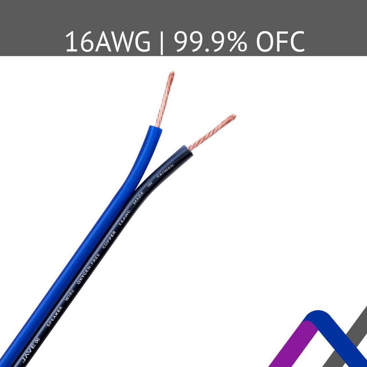 Alt view image 2 of 5 - 16-Gauge AWG JAVEX Speaker Wire OFC Oxygen-Free Copper 99.9% Cable for Hi-Fi Systems, Mixer, Amplifiers, AV receivers, Home Theater, Subwoofer, and Car Audio System, 50 FT, Blue/Black