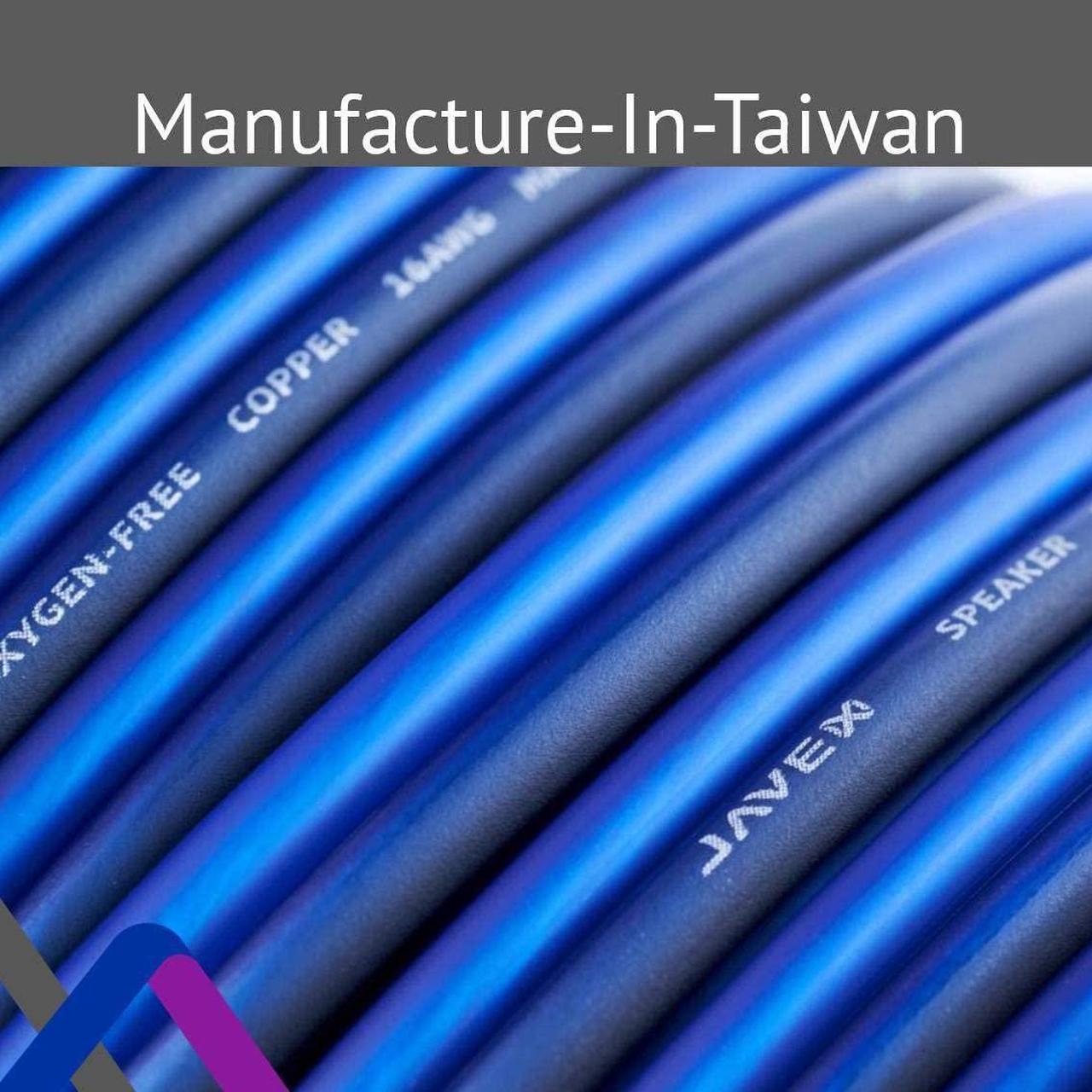 Alt view image 3 of 5 - 16-Gauge AWG JAVEX Speaker Wire OFC Oxygen-Free Copper 99.9% Cable for Hi-Fi Systems, Mixer, Amplifiers, AV receivers, Home Theater, Subwoofer, and Car Audio System, 50 FT, Blue/Black