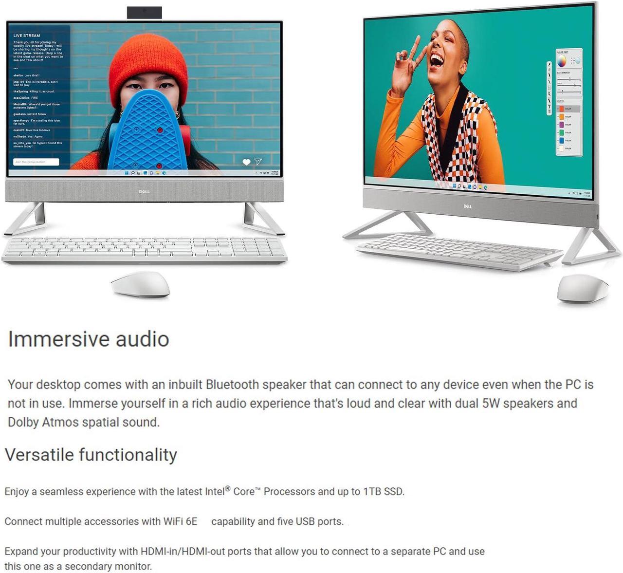 Alt view image 4 of 7 - Dell Inspiron 7000 All-In-One Desktop, 27" FHD Touchscreen, Core 7 150U (10 cores), GeForce MX570A, 64 GB RAM, 1 TB SSD, Wi-Fi 6E, Windows 11 Pro, with Microsoft Office Lifetime License&Designed Mouse