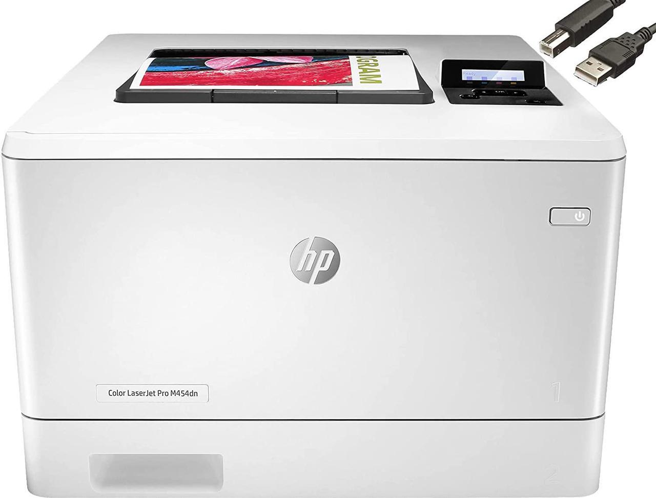 Main image of HP Color Laserjet Pro M454dn Laser Printer, Automatic 2-Sided Printing, Auto-On/Auto-Off Technology, 2-line LCD Display, 28 ppm, 250-Sheet, 256 MB, Bundle with JAWFOAL Printer Cable