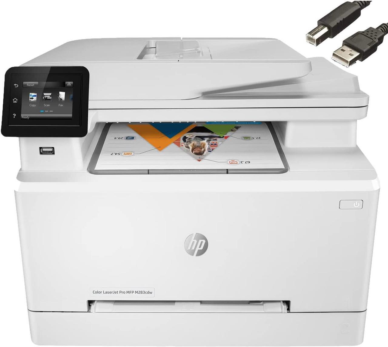 Main image of HP Color Laserjet Pro M283cdw Wireless All-in-One Laser Printer, Print Scan Copy Fax, Auto 2-Sided Printing, Remote Mobile Print, 22ppm, 260-Sheet, 256MB,  JAWFOAL Printer Cable