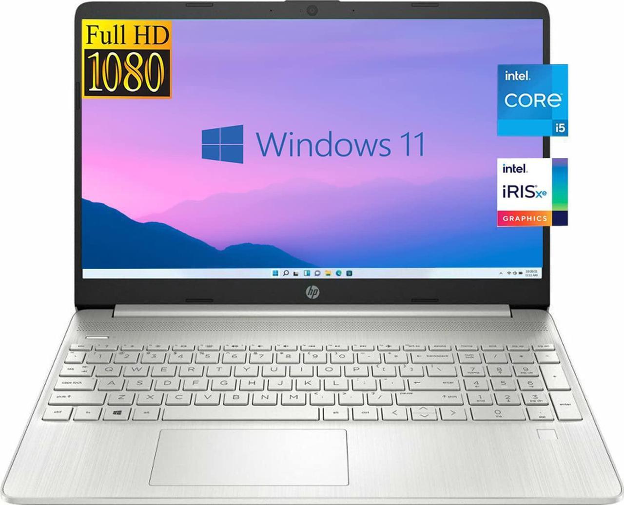 HP 15.6" FHD Laptop, Intel 11th Gen Core i5-1135G7 (Up to 4.2GHz,4 Core), 8GB DDR4, 512GB PCIe SSD, Intel Iris Xe Graphics, Wi-Fi, Bluetooth, Windows 11 S, CEFESFY Accessories