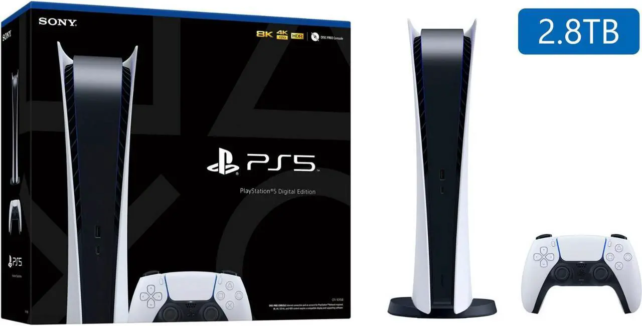 Main image of PlayStation_PS5 Video Game Console (Digital Edition) - Upgraded 2.8TB PCIe Gen 4 NVNe SSD Gaming Console