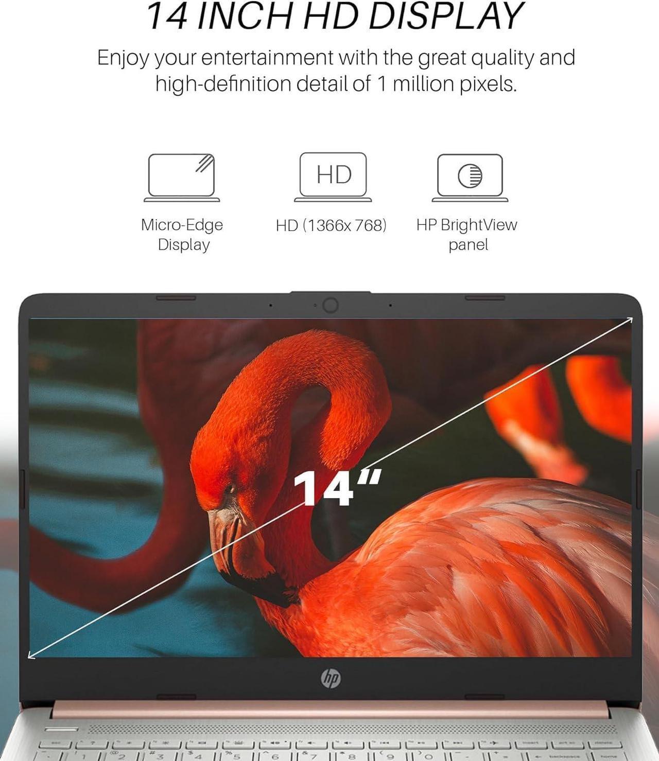 Alt view image 6 of 7 - HP 14" Ultral Light Laptop, 8GB RAM, 384GB Storage(128GB eMMC+ 256GB microSD), Intel Quad-Core N4120, Anti-Glare HD Display, Webcam, Windows 11 Home in S Mode