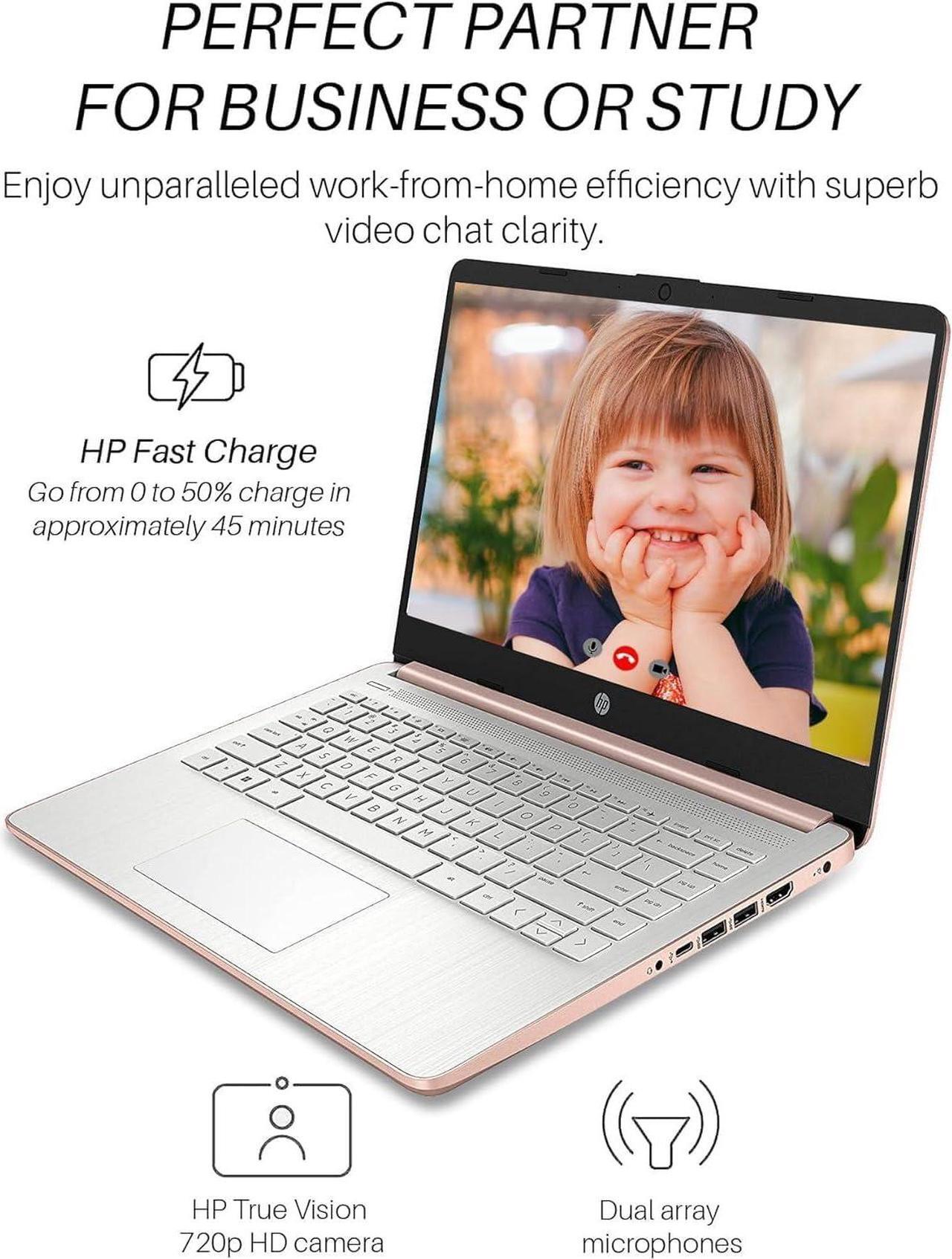 Alt view image 4 of 7 - HP 14" Ultral Light Laptop, 8GB RAM, 384GB Storage(128GB eMMC+ 256GB microSD), Intel Quad-Core N4120, Anti-Glare HD Display, Webcam, Windows 11 Home in S Mode