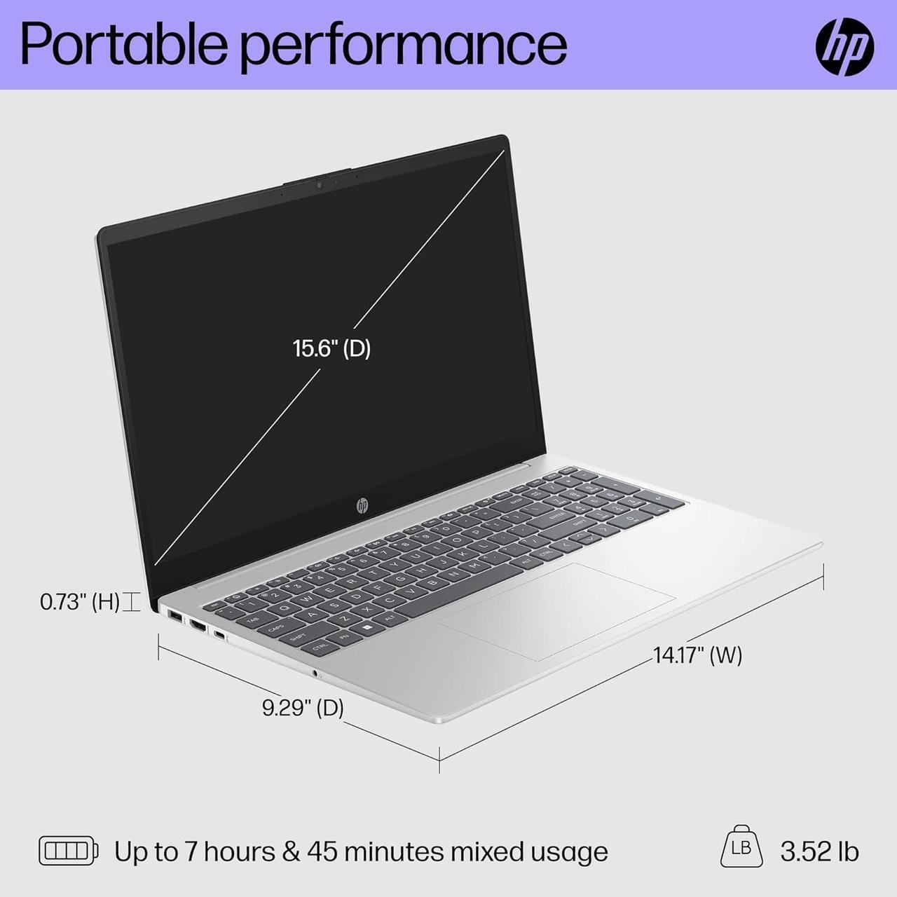Alt view image 6 of 7 - HP 15.6" FHD Touchscreen Business Laptop, Intel i7-1255U, Intel Iris Xe Graphics, 32 GB RAM, 2 TB SSD, HD Camera, HDMI, Wi-Fi, Fast Charge, Windows 11 Pro