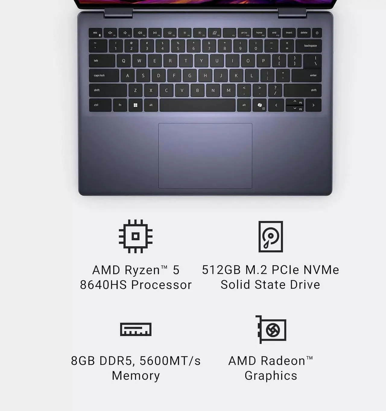 Alt view image 6 of 7 - Dell Inspiron 7445 2-in-1 Business Laptop, 14" Full HD+ Touch Screen, AMD R5 8640HS, Radeon Graphics, 64 GB DDR5, 1 TB SSD, Fingerprint, Windows 11 Pro