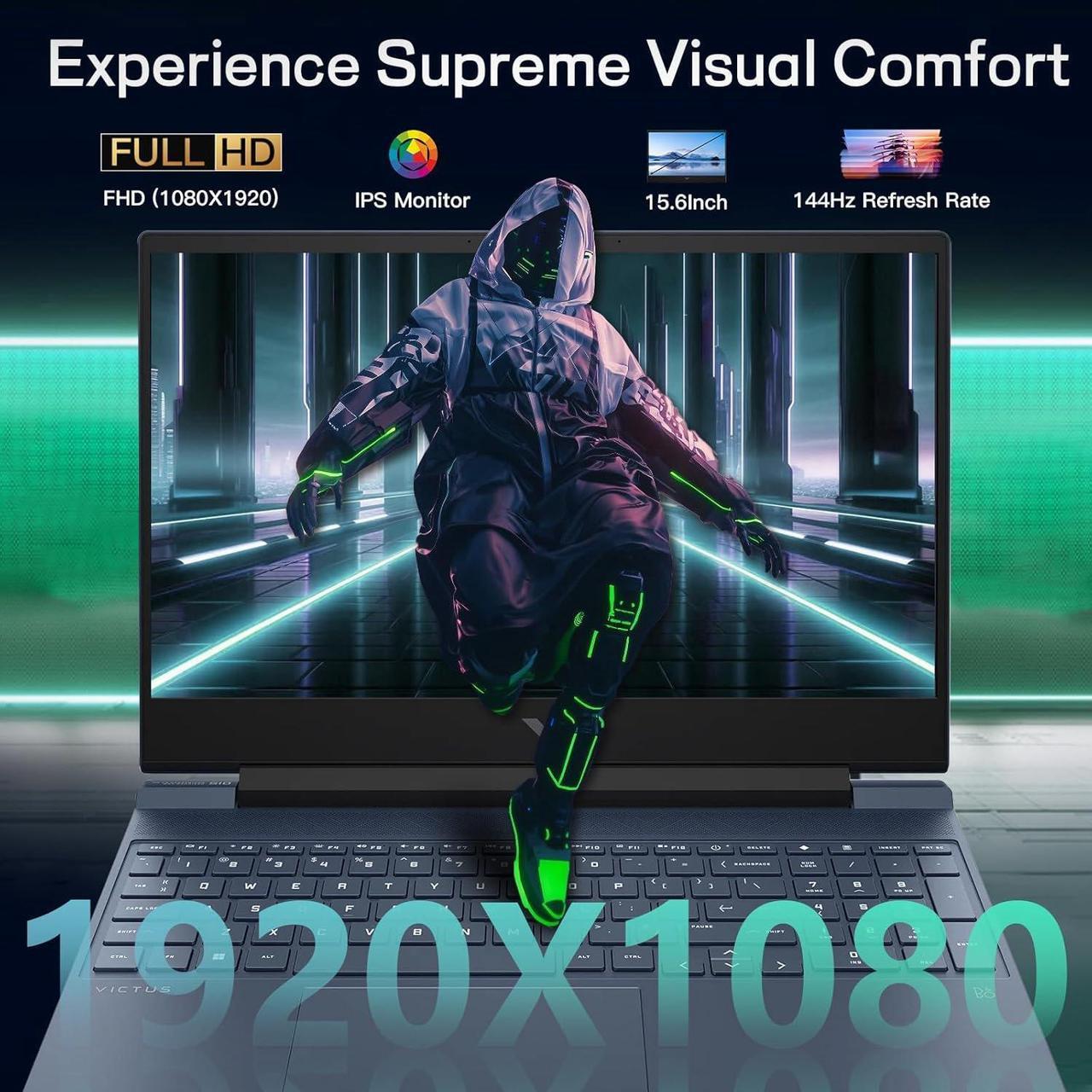 Alt view image 2 of 7 - HP Victus 15 Gaming Laptop, 15.6" FHD 144Hz Display Portatil Gamer, Core i7-13620H, NVIDIA GeForce RTX 4060, 16GB RAM 1TB SSD,  Backlit Keyboard, Wi-Fi 6, Windows 11 Pro