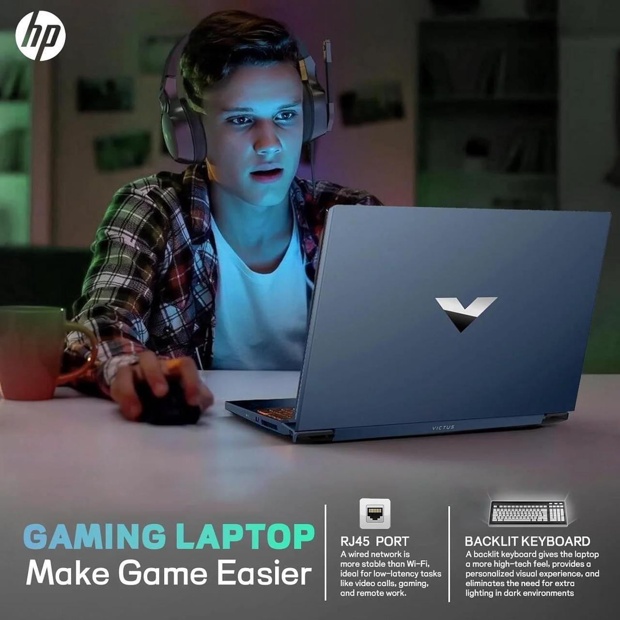 Alt view image 4 of 7 - HP Victus 15 Gaming Laptop, 15.6" FHD 144Hz Display Portatil Gamer, Core i7-13620H, NVIDIA GeForce RTX 4060, 16GB RAM 1TB SSD,  Backlit Keyboard, Wi-Fi 6, Windows 11 Pro