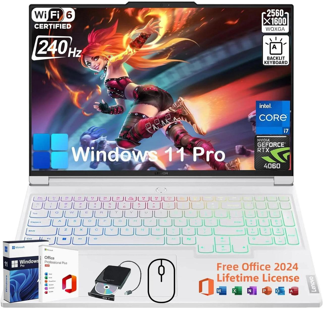 Main image of Lenovo Legion 7i Gaming Laptop - w/Office 2024 & Windows 11 Pro Intel Core i7-14700HX, 16" WQXGA 240Hz Display, RTX 4060, Backlit KB, Fingerprint, Wi-Fi 6E(32GB DDR5 | 2TB SSD)