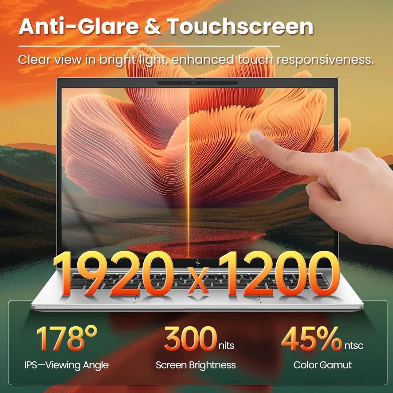Alt view image 4 of 7 - HP EliteBook 845 G11 14" Touch Business Laptop, AMD Ryzen 5 PRO 8640HS, 16GB DDR5, 512GB, Backlit, Fingerprint recognition, Windows 11 Pro