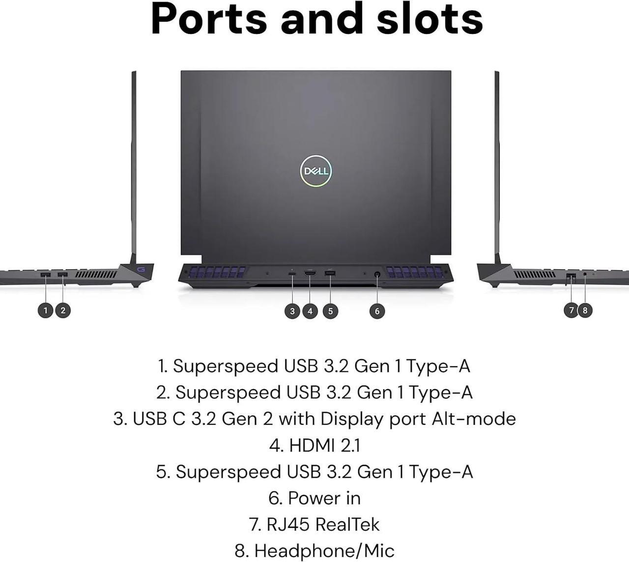 Alt view image 4 of 7 - Dell G16 7630 Gaming Laptop - 16" QHD+ 240Hz 3ms Display, Intel Core I7-13650HX, NVIDIA GeForce RTX 4060(8 GB GDDR6), RGB Backlit Keyboard, Windows 11 Pro & Microsoft Office Pro, 64GB DDR5 + 2TB SSD