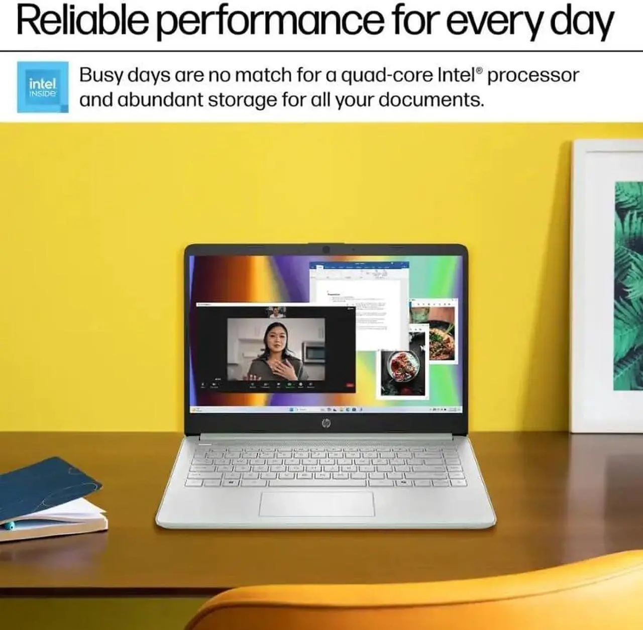 Alt view image 3 of 7 - HP Student Business Laptop, Intel N150 Processor, 14 Inch LED, 16GB RAM, 384GB Storage(128GB UFS+256GB MSD), Wi-Fi 6, Webcam, 1-Year Office 365, Windows 11 Pro