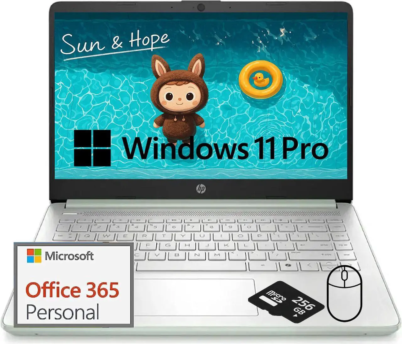 Main image of HP Student Business Laptop, Intel N150 Processor, 14 Inch LED, 16GB RAM, 384GB Storage(128GB UFS+256GB MSD), Wi-Fi 6, Webcam, 1-Year Office 365, Windows 11 Pro