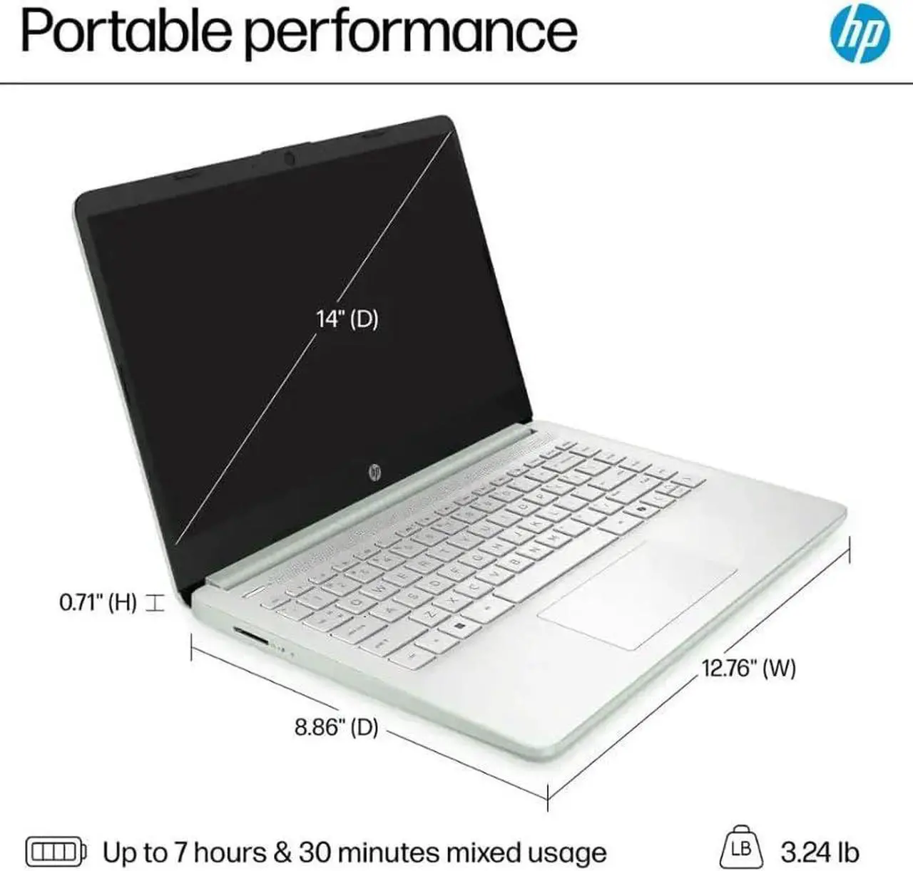 Alt view image 6 of 7 - HP Student Business Laptop, Intel N150 Processor, 14 Inch LED, 16GB RAM, 384GB Storage(128GB UFS+256GB MSD), Wi-Fi 6, Webcam, 1-Year Office 365, Windows 11 Pro