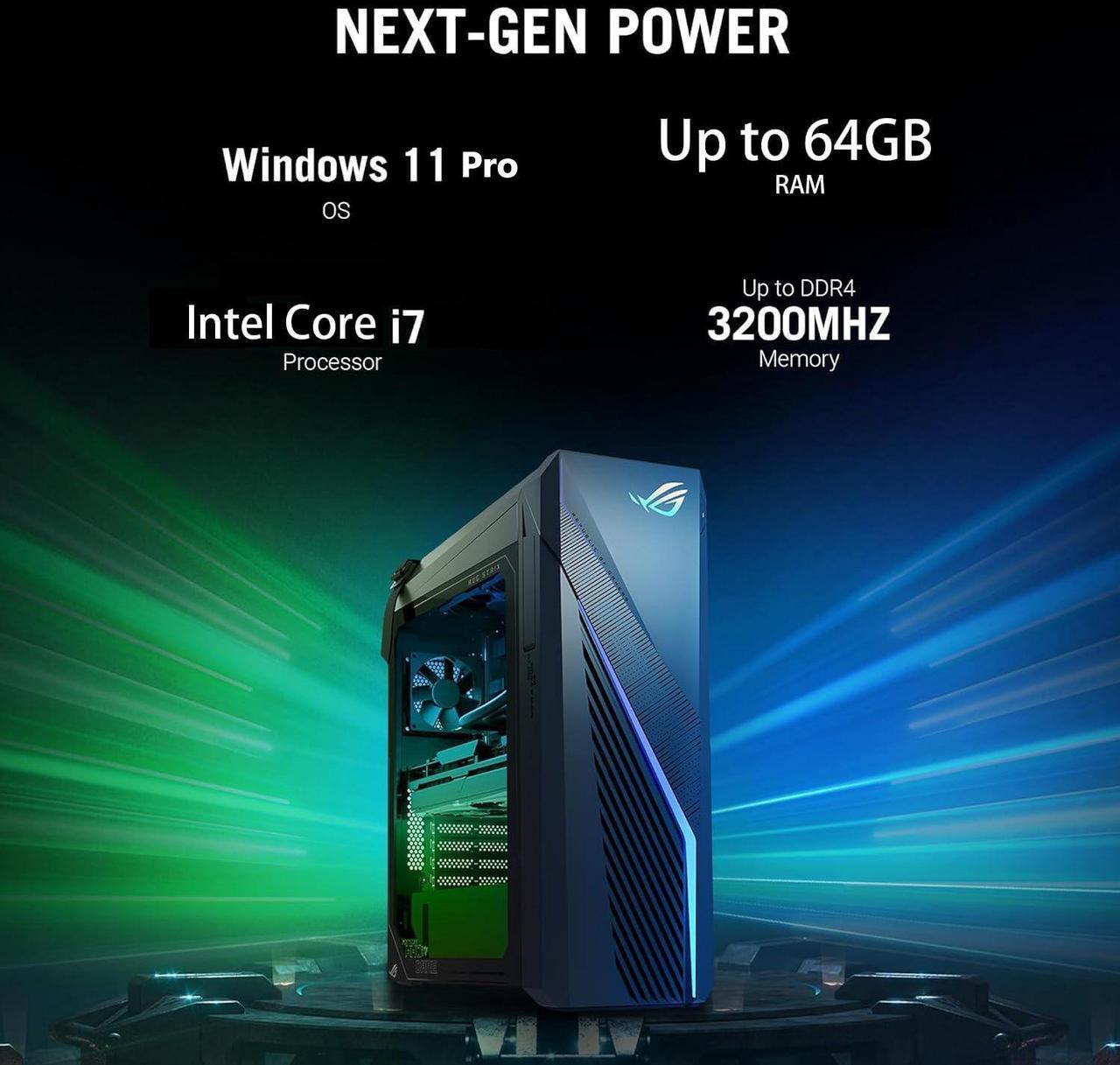 Alt view image 2 of 7 - ASUS ROG Strix G16CH Gaming Desktop Tower- NVIDIA RTX 4070 Dual, Intel 16-Core i7-13700KF(Up to 5.4 GHz), WiFi 6E, Win 11 Pro & Office Lifetime, 64GB DDR4 RAM, 2TB SSD