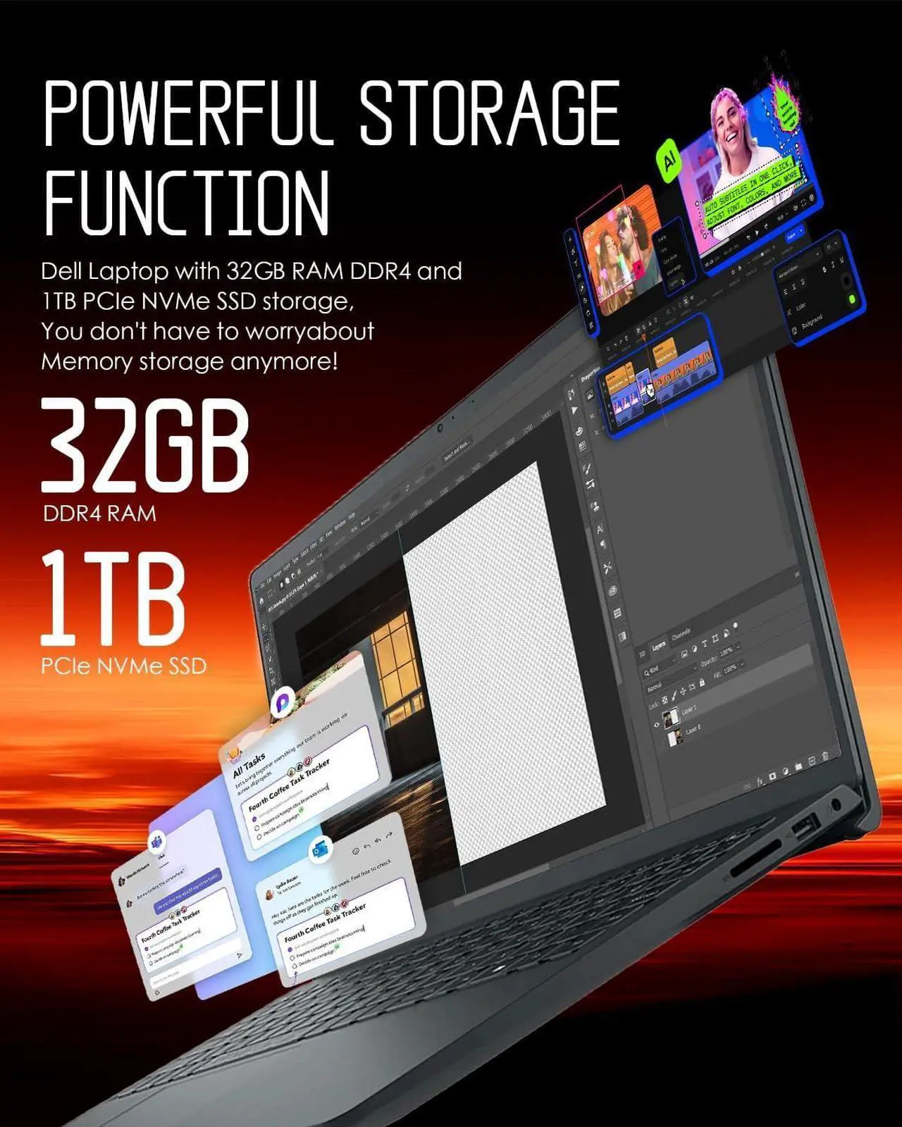 Alt view image 5 of 7 - Dell Inspiron 15 Touchscreen Laptop, Intel i5-1334U (Up to 4.6GHz), 15.6" FHD Display, 64GB RAM, 2TB SSD, Windows 11 Pro, Copilot, WiFi6, Office Lifetime