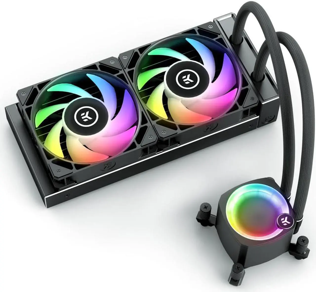 Alt view image 3 of 7 - EK Nucleus AIO CR240 Lux D-RGB 240mm AIO Liquid CPU Cooler with EK FPT 120mm Fans - Compatible with latest Intel and AMD CPU sockets - LGA 1700 and AM5