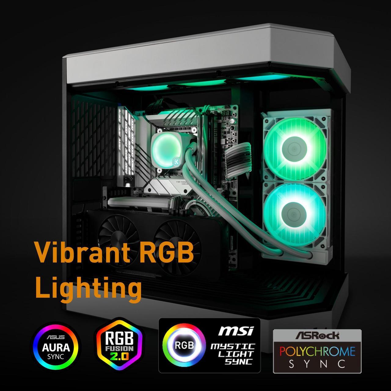 Alt view image 4 of 7 - EK-Nucleus AIO CR240 Lux D-RGB White 240mm AIO Liquid Cooler With EK FPT 120mm Fans - Compatible with latest Intel and AMD CPU sockets - LGA 1700 and AM5