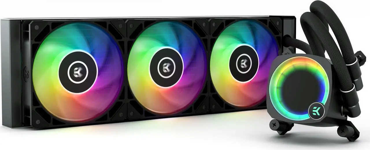 Main image of EK Nucleus AIO CR360 Lux D-RGB 360mm AIO Liquid CPU Cooler with EK FPT 120mm Fans - Compatible with latest Intel and AMD CPU sockets - LGA 1700 and AM5