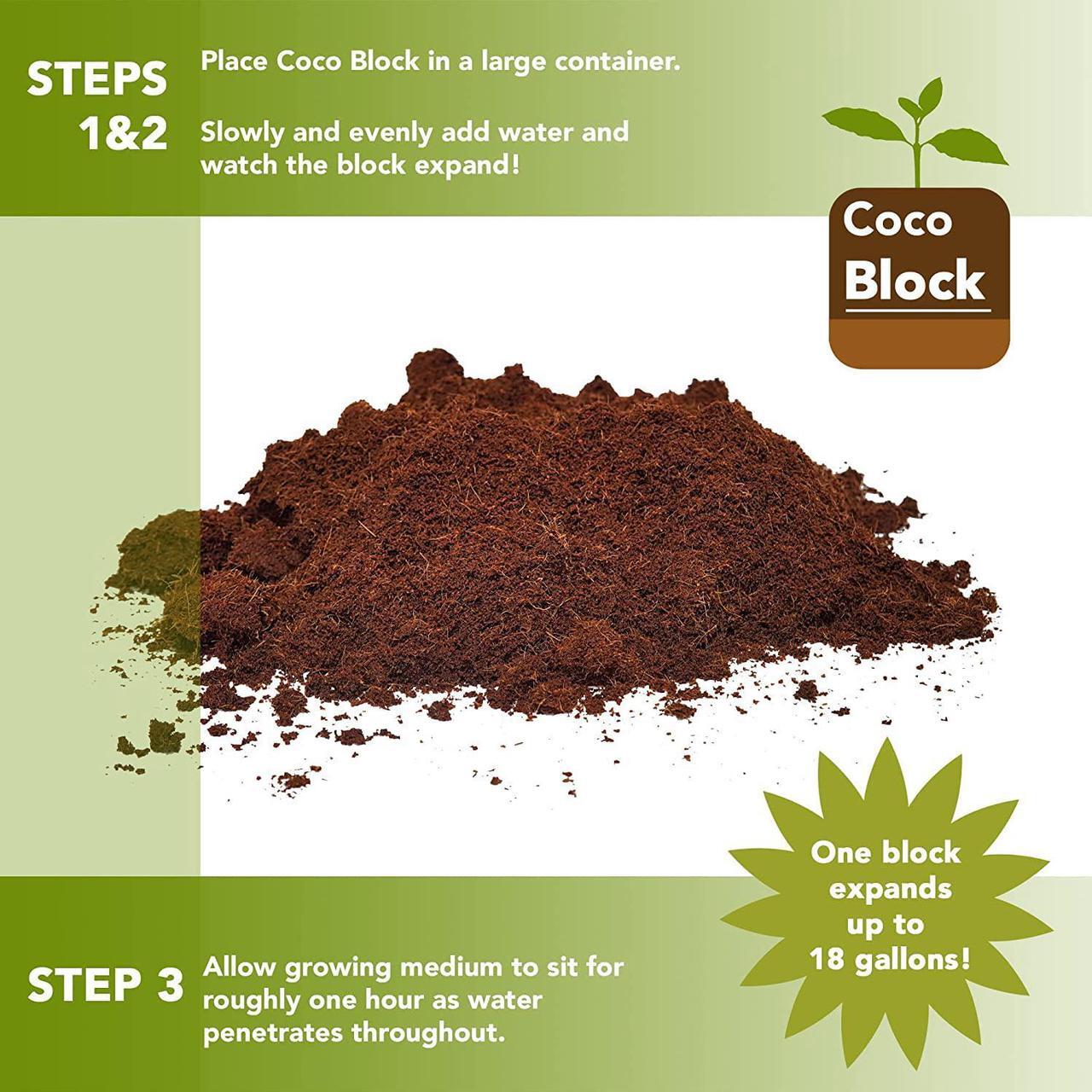 Alt view image 3 of 7 - Home and Country Coconut Fiber Compressed Coco Coir Brick. Coco Coir is Great to use as a Compost Starter for Your Home Garden. Coco Coir Bricks Provide Organic Alternative to Peat Moss for Plants.