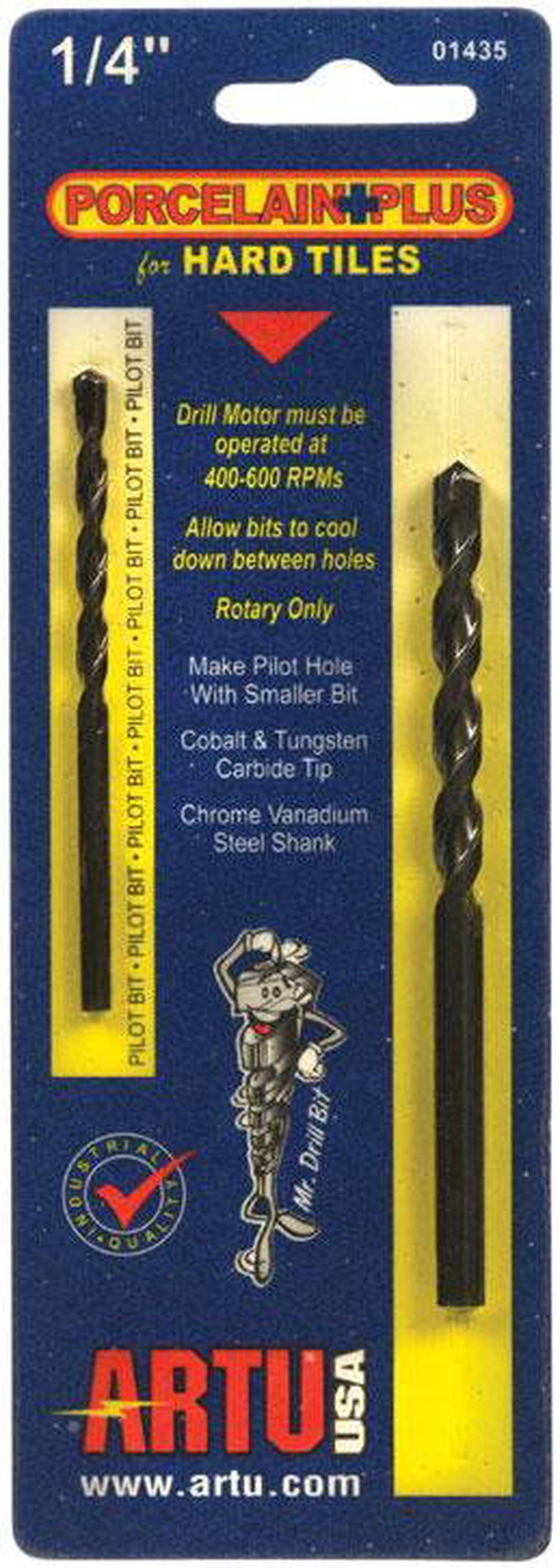 Alt view image 5 of 6 - ARTU 1/4 In. x 4-1/8 In. Cobalt and Tungsten Carbide Glass & Tile Drill Bit