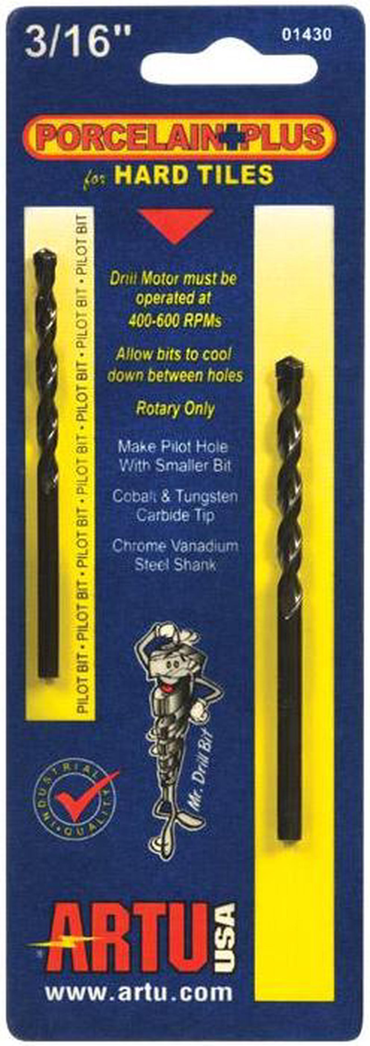 Alt view image 5 of 6 - ARTU 3/16 In. x 3-1/2 In. Cobalt and Tungsten Carbide Glass & Tile Drill Bit