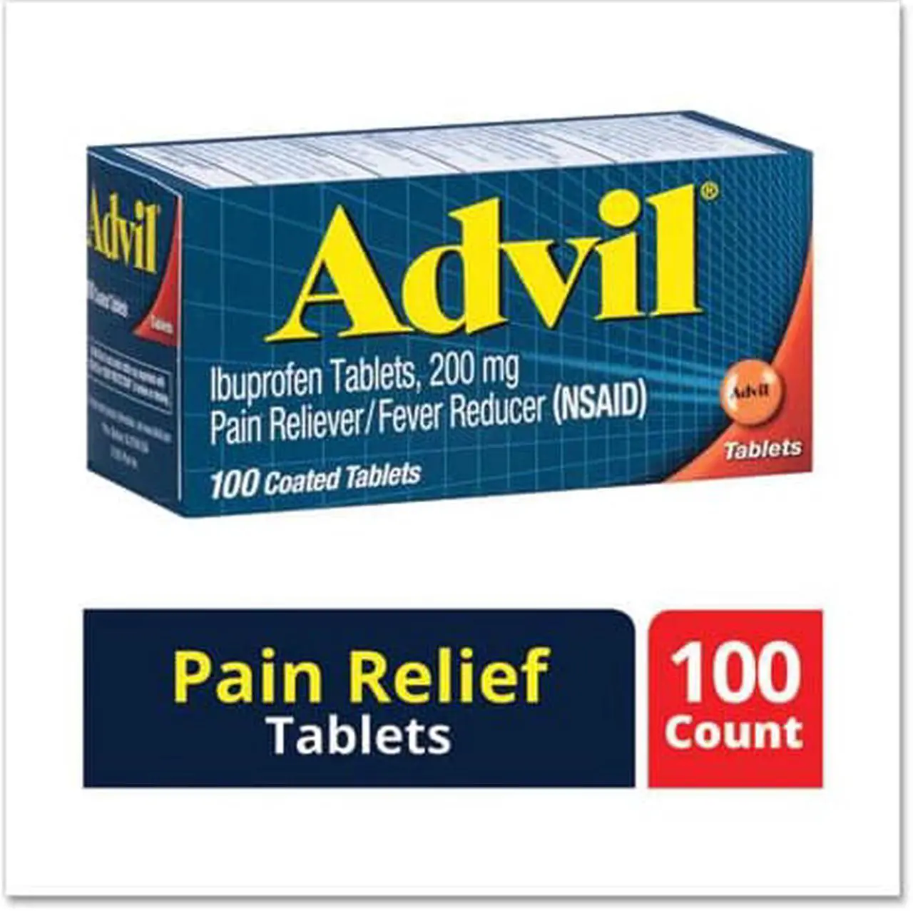 Alt view image 6 of 9 - advil 100 count pain reliever / fever reducer coated tablet, 200mg ibuprofen, temporary pain relief