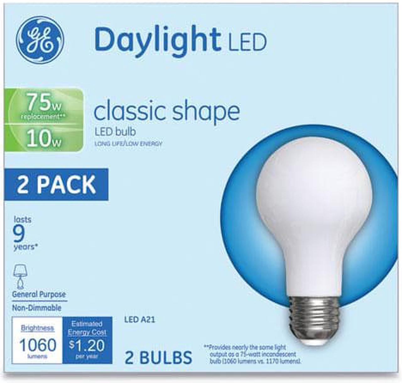 Alt view image 5 of 10 - GE LED Classic Daylight A21 Light Bulb 10 W 2/Pack 31181