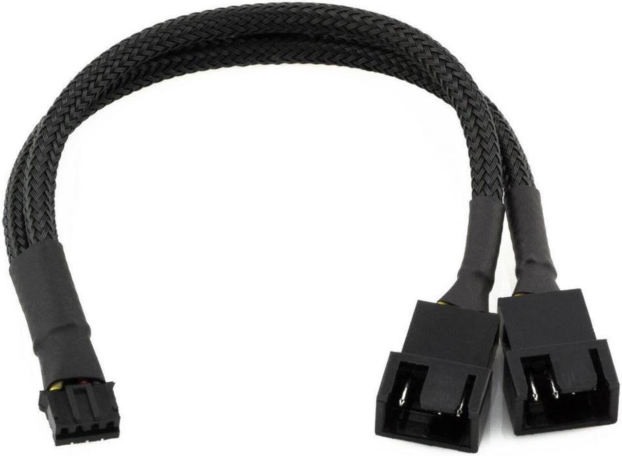 CRJ 4-Pin PWM GPU Dual Fan Splitter Sleeved Adapter Cable For Graphics Cards