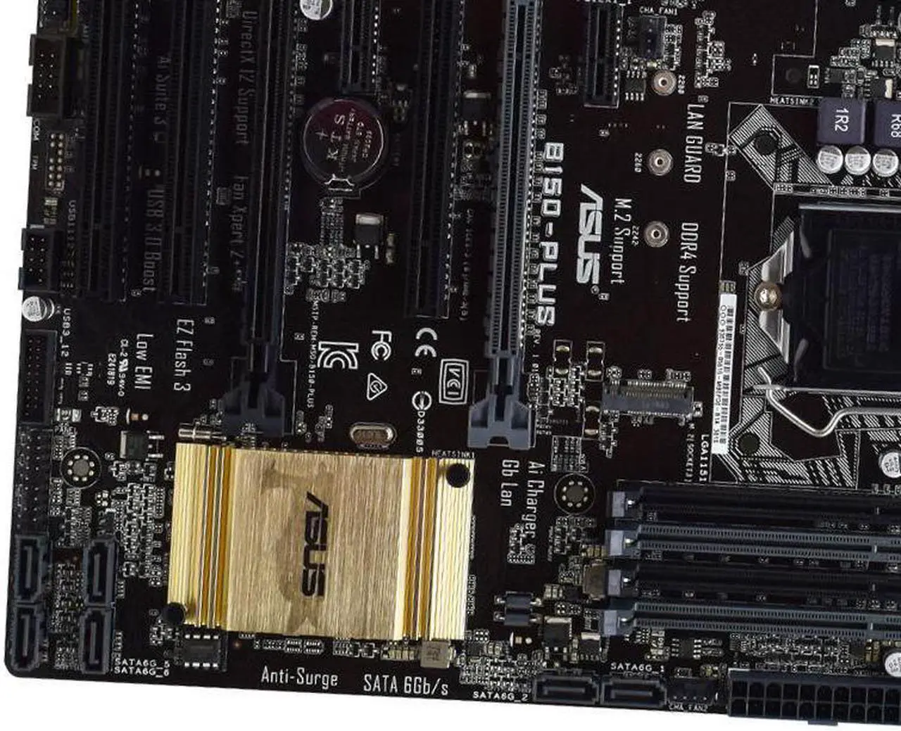 Alt view image 2 of 6 - ASUS B150-PLUS 1151 Motherborad B150 Motherborad DDR4 64GB RAM Core i7 6700 i5 7500 CPU M.2 DVI PCI-E 3.0 6×SATAIII 4×USB3.0 ATX