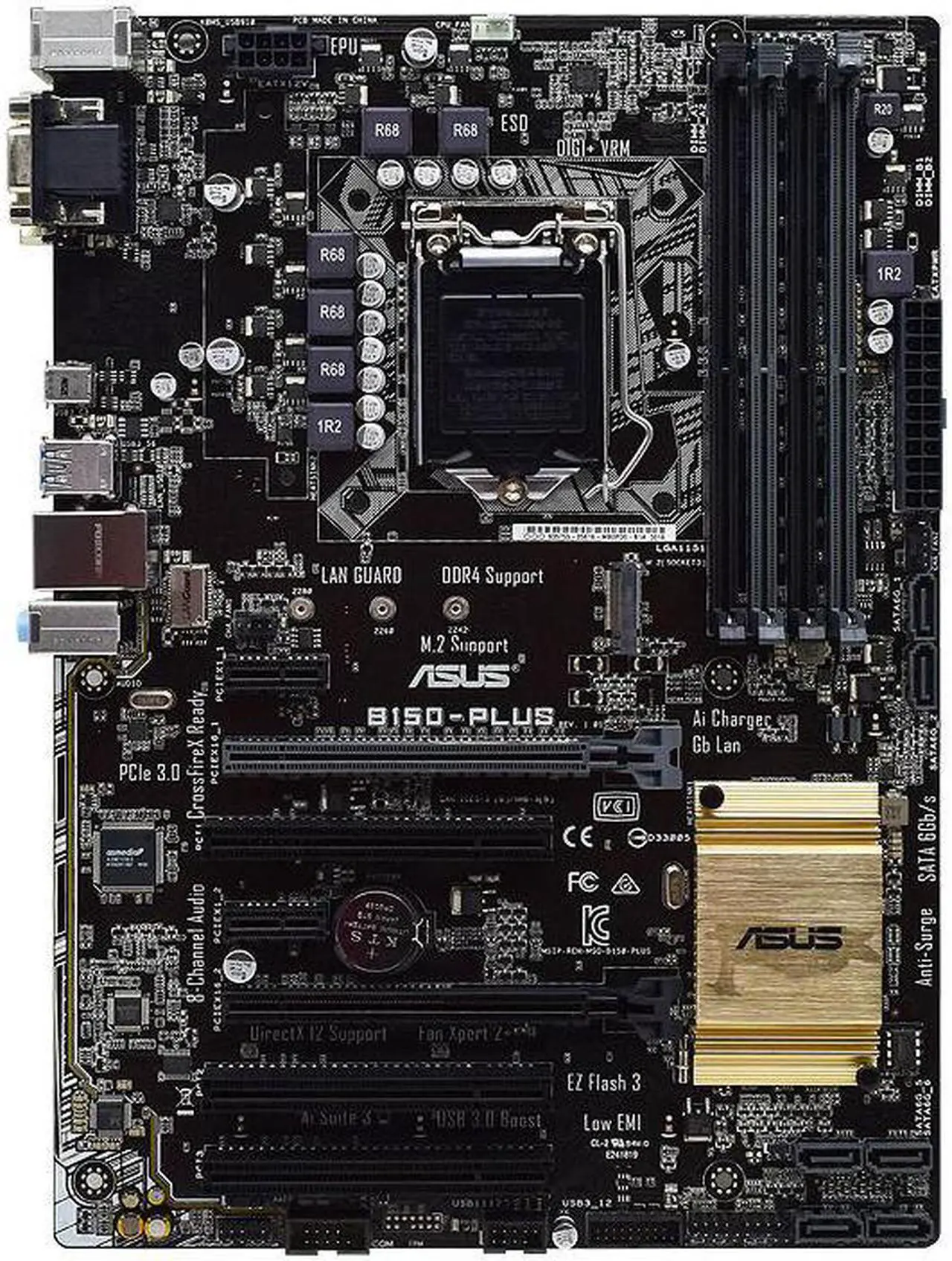 Alt view image 4 of 6 - ASUS B150-PLUS 1151 Motherborad B150 Motherborad DDR4 64GB RAM Core i7 6700 i5 7500 CPU M.2 DVI PCI-E 3.0 6×SATAIII 4×USB3.0 ATX